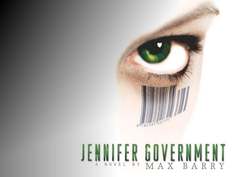 Omslaget till Max Barrys bok Jennifer Government.